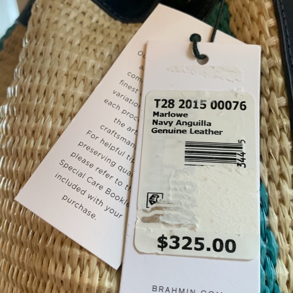 Anguilla Collection Marlowe Striped Drawstring Straw Bucket Shoulder - Picture 9 of 16